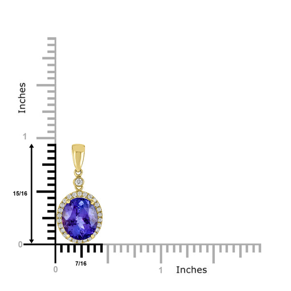 3.86 ct AAAA Oval Tanzanite Pendant with 0.18 cttw Diamond in 14K YG