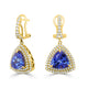 8.53ct AAAA Trillion Tanzanite Earring with 1.25 cttw Diamond in 14K Yellow Gold