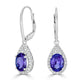 3.93 ct AAAA Oval Tanzanite Earring with 0.45 cttw Diamond in 18K White Gold