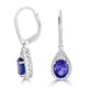 3.93 ct AAAA Oval Tanzanite Earring with 0.45 cttw Diamond in 18K White Gold