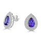 3.90 ct AAAA Pear Tanzanite Earring with 0.86 cttw Diamond in 14K WG