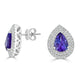 3.90 ct AAAA Pear Tanzanite Earring with 0.86 cttw Diamond in 14K WG