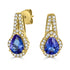 2.18 ct AAAA Pear Tanzanite Earring with 0.38 cttw Diamond in 14K Yellow Gold