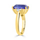 6.14ct AAAA Cushion Tanzanite Ring with 0.41 cttw Diamond in 18K Yellow Gold