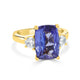 6.14ct AAAA Cushion Tanzanite Ring with 0.41 cttw Diamond in 18K Yellow Gold