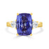 6.14ct AAAA Cushion Tanzanite Ring with 0.41 cttw Diamond in 18K Yellow Gold