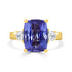 6.14ct AAAA Cushion Tanzanite Ring with 0.41 cttw Diamond in 18K Yellow Gold