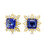 16.73ct AAAA Emerald Cut Tanzanite Earring with 2.7 cttw Diamond in 14K Yellow Gold