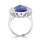 8.58ct AAAA Pear Tanzanite Ring with 0.48 cttw Diamond in 14K White Gold