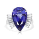 8.58ct AAAA Pear Tanzanite Ring with 0.48 cttw Diamond in 14K White Gold