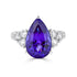 5.80 ct AAAA Pear Tanzanite Ring with 0.66 cttw Diamond in 14K White Gold