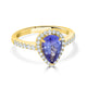 1.81 ct AAAA Pear Tanzanite Ring with 0.48 cttw Diamond in 14K Yellow Gold