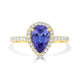 1.81 ct AAAA Pear Tanzanite Ring with 0.48 cttw Diamond in 14K Yellow Gold