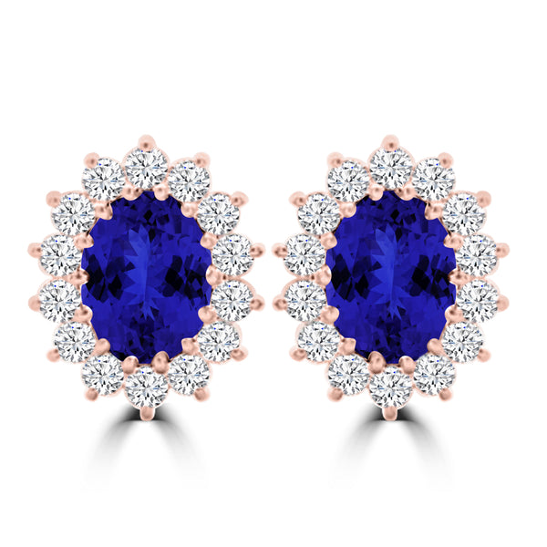 TMR121112 - Emily - Oval Tanzanite and Diamond Earring Halo