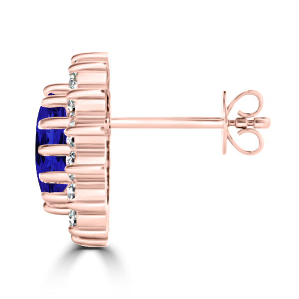 TMR121112 - Emily - Oval Tanzanite and Diamond Earring Halo