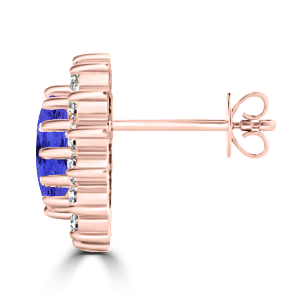 TMR121112 - Emily - Oval Tanzanite and Diamond Earring Halo