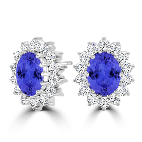 TMR121112 - Emily - Oval Tanzanite and Diamond Earring Halo