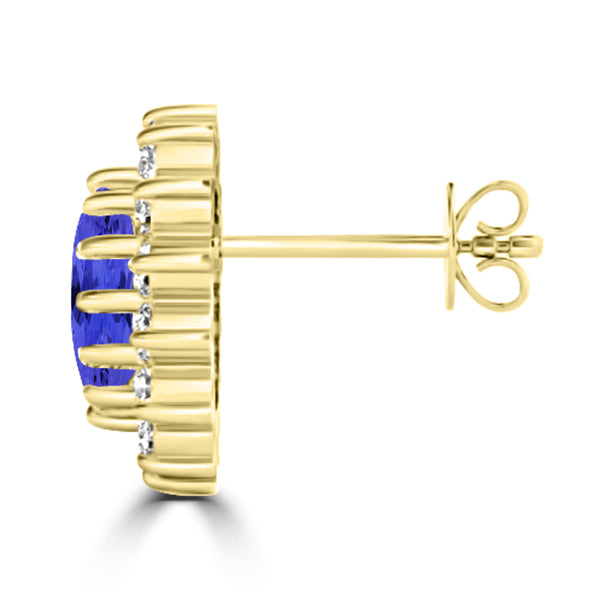 TMR121112 - Emily - Oval Tanzanite and Diamond Earring Halo