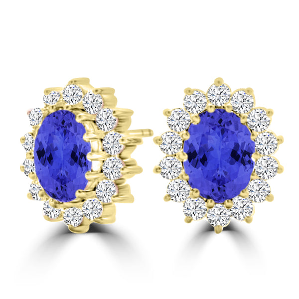 TMR121112 - Emily - Oval Tanzanite and Diamond Earring Halo