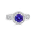 2.04 ct AAAA Round Tanzanite Ring with 1 cttw Diamond in 14K White Gold