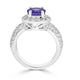 2.04 ct AAAA Round Tanzanite Ring with 1 cttw Diamond in 14K White Gold