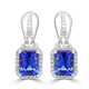 4.58ct AAAA Emerald Tanzanite Earring with 0.56 cttw Diamond in 14K White Gold