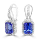 4.58ct AAAA Emerald Tanzanite Earring with 0.56 cttw Diamond in 14K White Gold