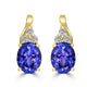 5.07 ct AAAA Oval Tanzanite Earring with 0.36 cttw Diamond in 14K Yellow Gold