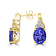 5.07 ct AAAA Oval Tanzanite Earring with 0.36 cttw Diamond in 14K Yellow Gold