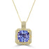 12.61ct AAAA Cushion Tanzanite Pendants with 0.62 cttw Diamond in 18K Yellow Gold