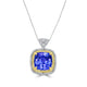 10.50ct AAAA Cushion Tanzanite Pendants with 0.6 cttw Diamond in 18K Two Tone Gold