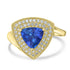 1.68ct AAAA Trillion Tanzanite Rings with 0.29 cttw Diamond in 14K Yellow Gold