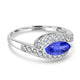 0.45 ct AAAA Marquise Tanzanite Rings with 0.32 cttw Diamond in 14K White Gold