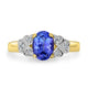 1.05ct AAAA Oval Tanzanite Rings with 0.05 cttw Diamond in 14K Two Tone Gold