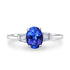 0.50ct AAAA Oval Tanzanite Rings with 0.10 cttw Diamond in 14K White Gold
