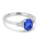 0.50ct AAAA Oval Tanzanite Rings with 0.10 cttw Diamond in 14K White Gold
