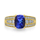 2.26ct AAAA Cushion Tanzanite Rings with 0.43 cttw Diamond in 14K Yellow Gold