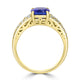 2.26ct AAAA Cushion Tanzanite Rings with 0.43 cttw Diamond in 14K Yellow Gold