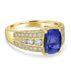 2.26ct AAAA Cushion Tanzanite Rings with 0.43 cttw Diamond in 14K Yellow Gold