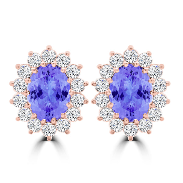 TMR121112 - Emily - Oval Tanzanite and Diamond Earring Halo