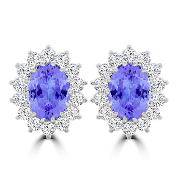 TMR121112 - Emily - Oval Tanzanite and Diamond Earring Halo