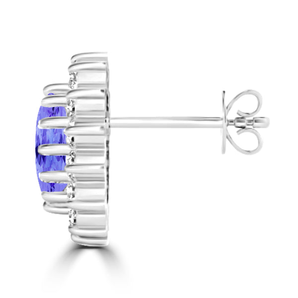 TMR121112 - Emily - Oval Tanzanite and Diamond Earring Halo