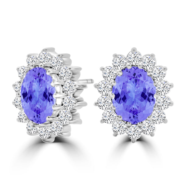 TMR121112 - Emily - Oval Tanzanite and Diamond Earring Halo