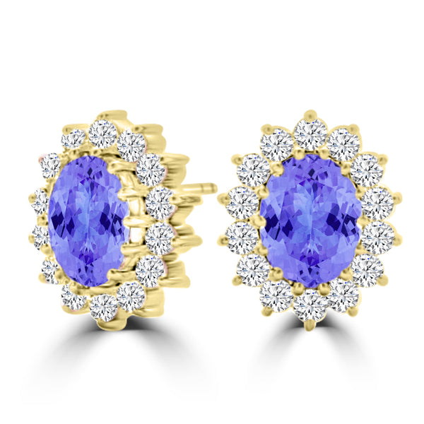 TMR121112 - Emily - Oval Tanzanite and Diamond Earring Halo