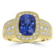 2.3ct AAAA Cushion Tanzanite Ring With 0.59 cttw Diamond in 14K Yellow Gold