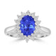 1.99ct AAAA Oval Tanzanite Ring With 0.43 cttw Diamond in 14K White Gold