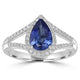 1.25ct AAAA Pear Tanzanite Ring With 0.2 cttw Diamond in 14K White Gold