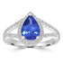 1.75ct AAAA Pear Tanzanite Ring With 0.45 cttw Diamond in 14K White Gold
