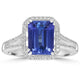 2.44ct AAAA Emerald Cut Tanzanite Ring With 0.38 cttw Diamond in 14K White Gold