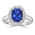 2.35ct AAAA Cushion Tanzanite Ring With 0.55 cttw Diamond in 14K White Gold